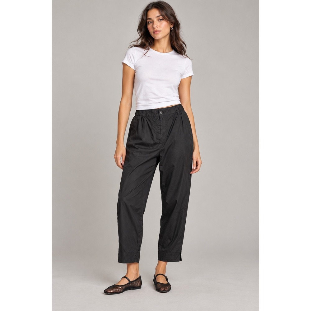 Banana Republic Womens Tapered High Rise Pants Large Black Linen Blend Casual